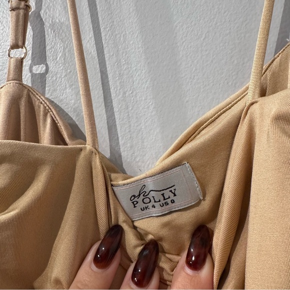 Oh Polly Tan Ruched Mini Dress - Picture 3 of 3